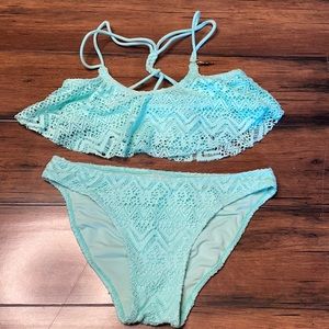 H&M teal bikini size 8-10y crochet style boho